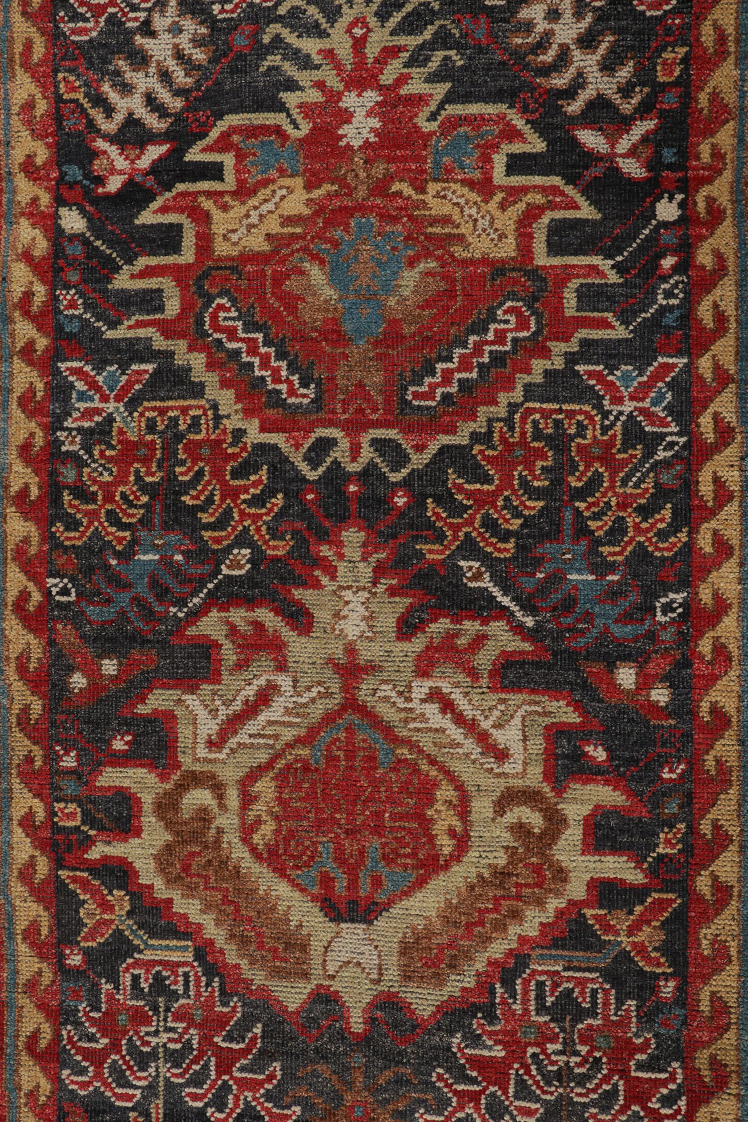 Contemporary Rug & Kilim’s Tribal style runner in Red, Brown and Blue Patterns For Sale