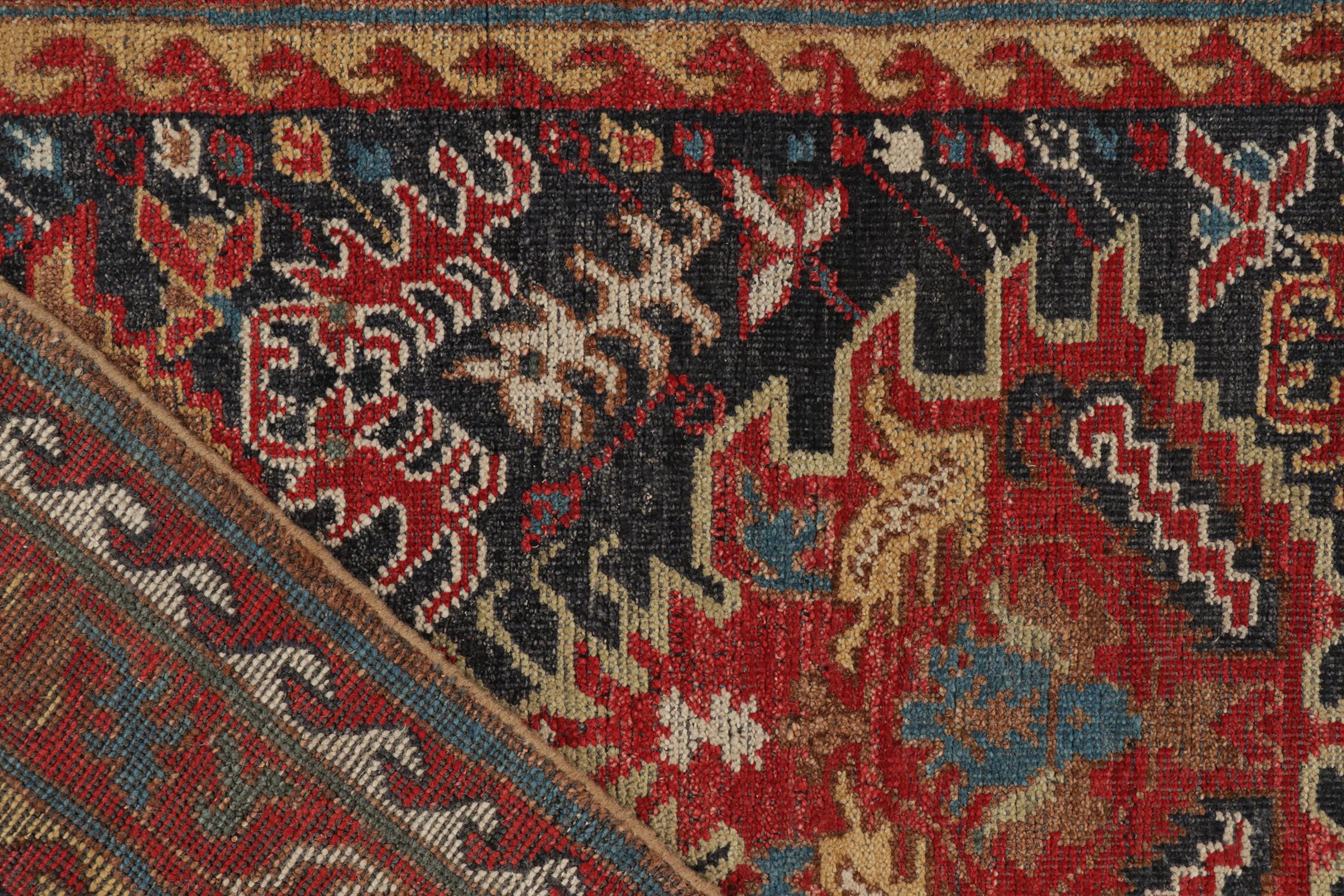 Wool Rug & Kilim’s Tribal style runner in Red, Brown and Blue Patterns For Sale