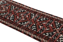 Rug & Kilim’s Tribal Style Runner Rug in Red and Black with Geometric Patterns
