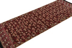 Rug & Kilim’s Tribal Style Runner Rug in Red and Gold Geometric Patterns