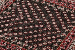 Rug & Kilim’s Tribal Style Square Rug in Brown and Red with Floral Patterns