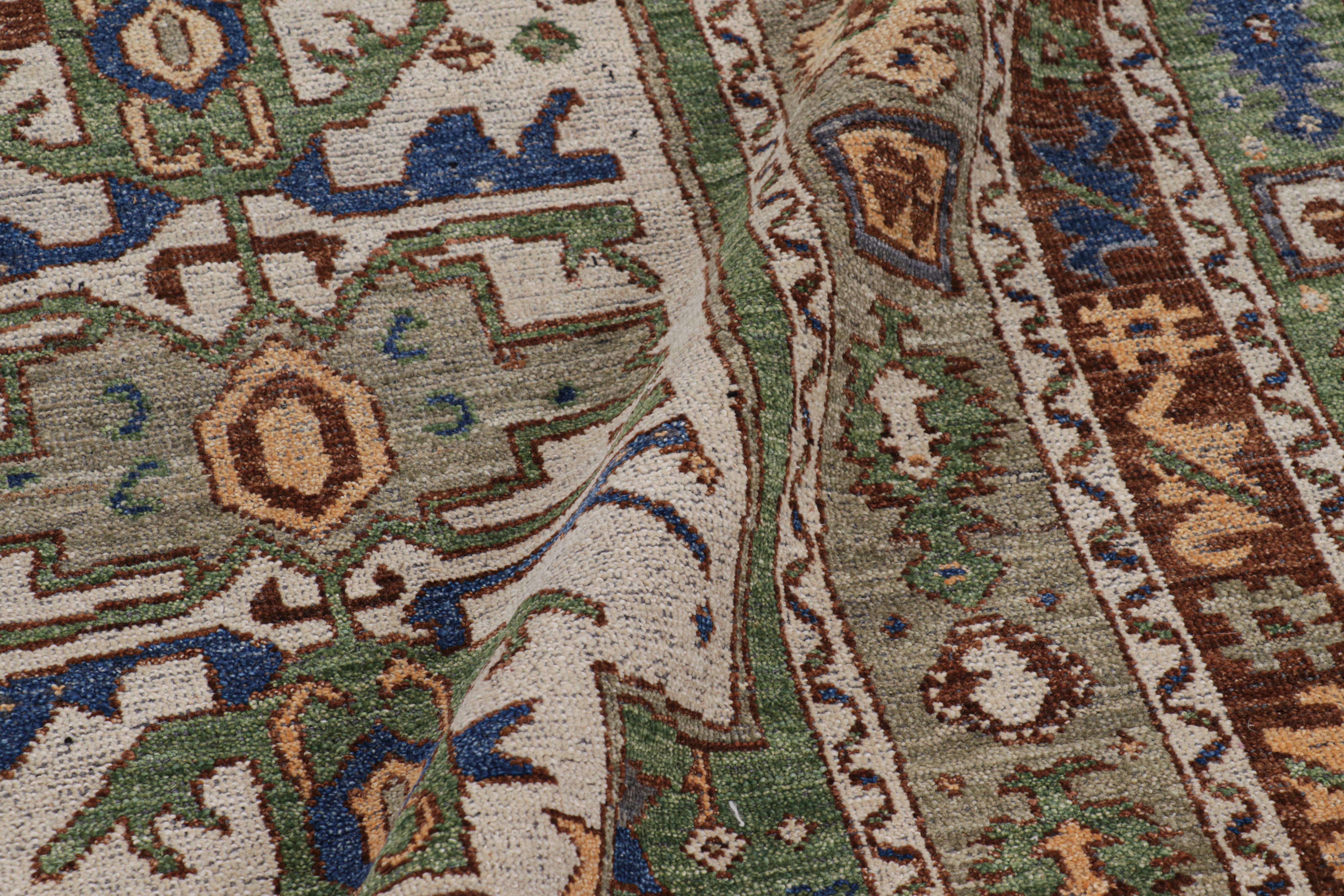 Tapis carré de style tribal à motifs géométriques en vert de Rug & Kilim Neuf - En vente à Long Island City, NY