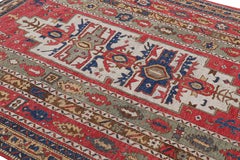 Rug & Kilim’s Tribal Style Square Rug in Red with Geometric Patterns