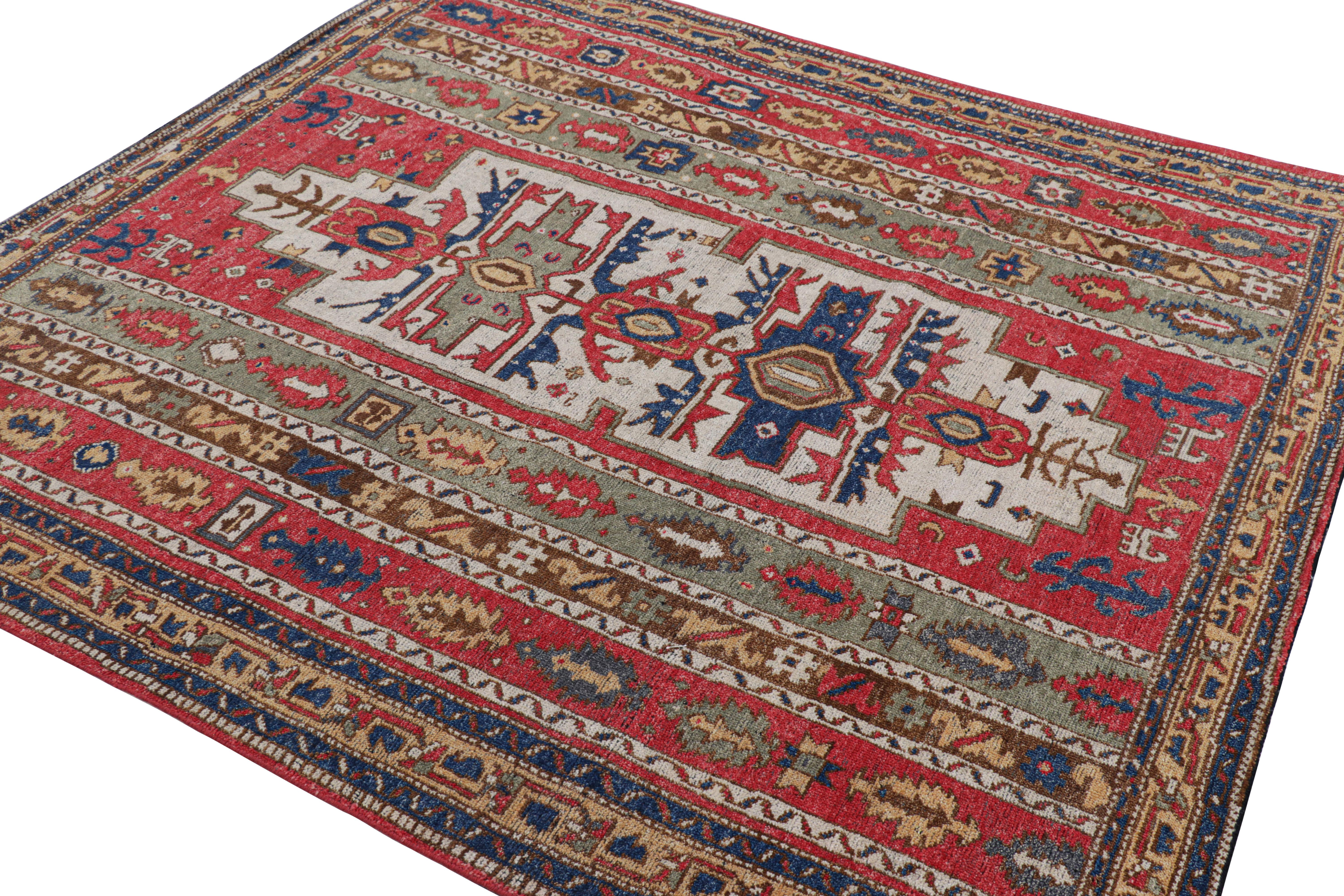 Rug & Kilim's Tribal Style Square Rug in Red with Geometric Patterns (tapis carré de style tribal en rouge avec motifs géométriques) Neuf - En vente à Long Island City, NY