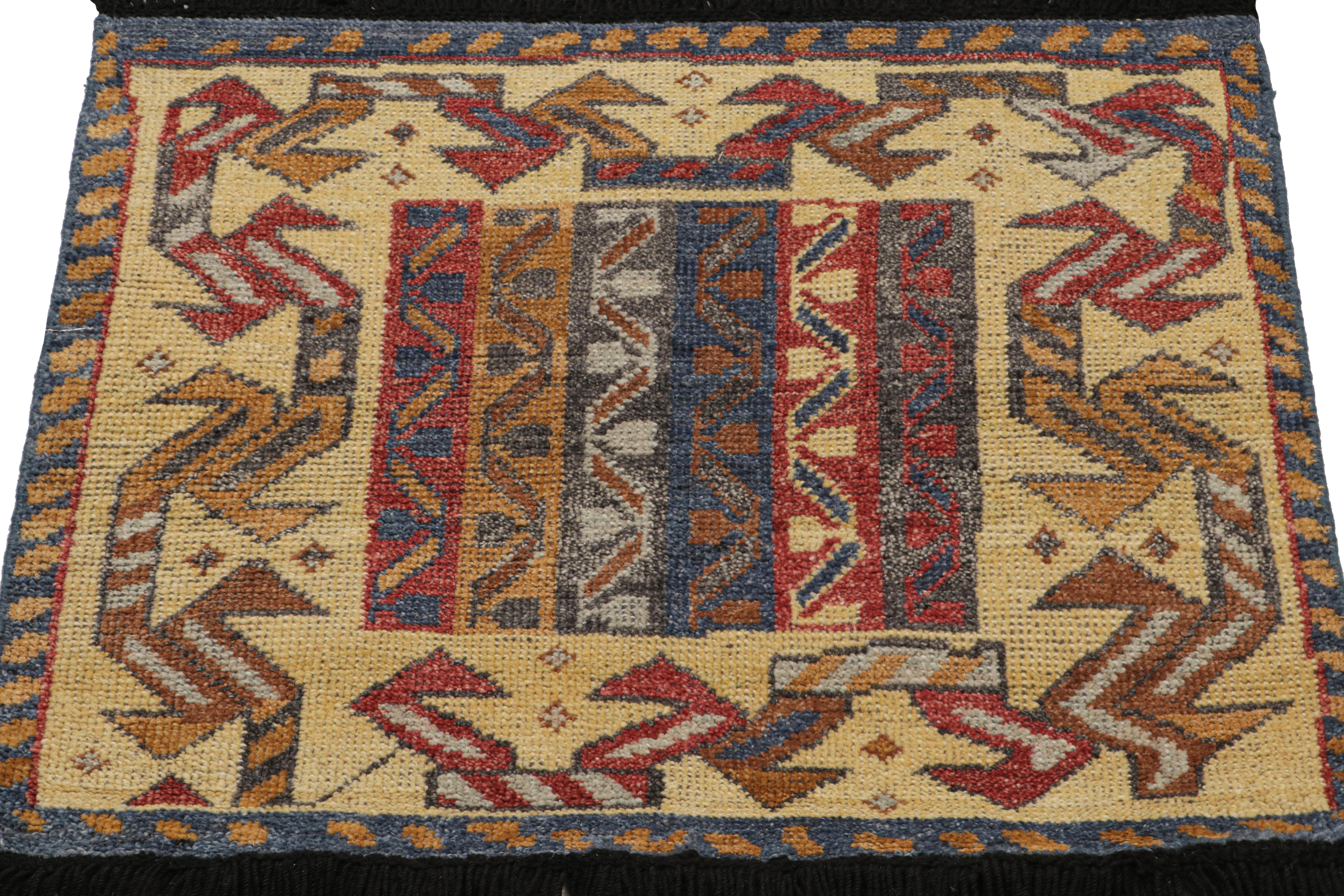 Rug & Kilim’s Tribal Style Square Scatter Rug with Geometric Patterns  In New Condition For Sale In Long Island City, NY