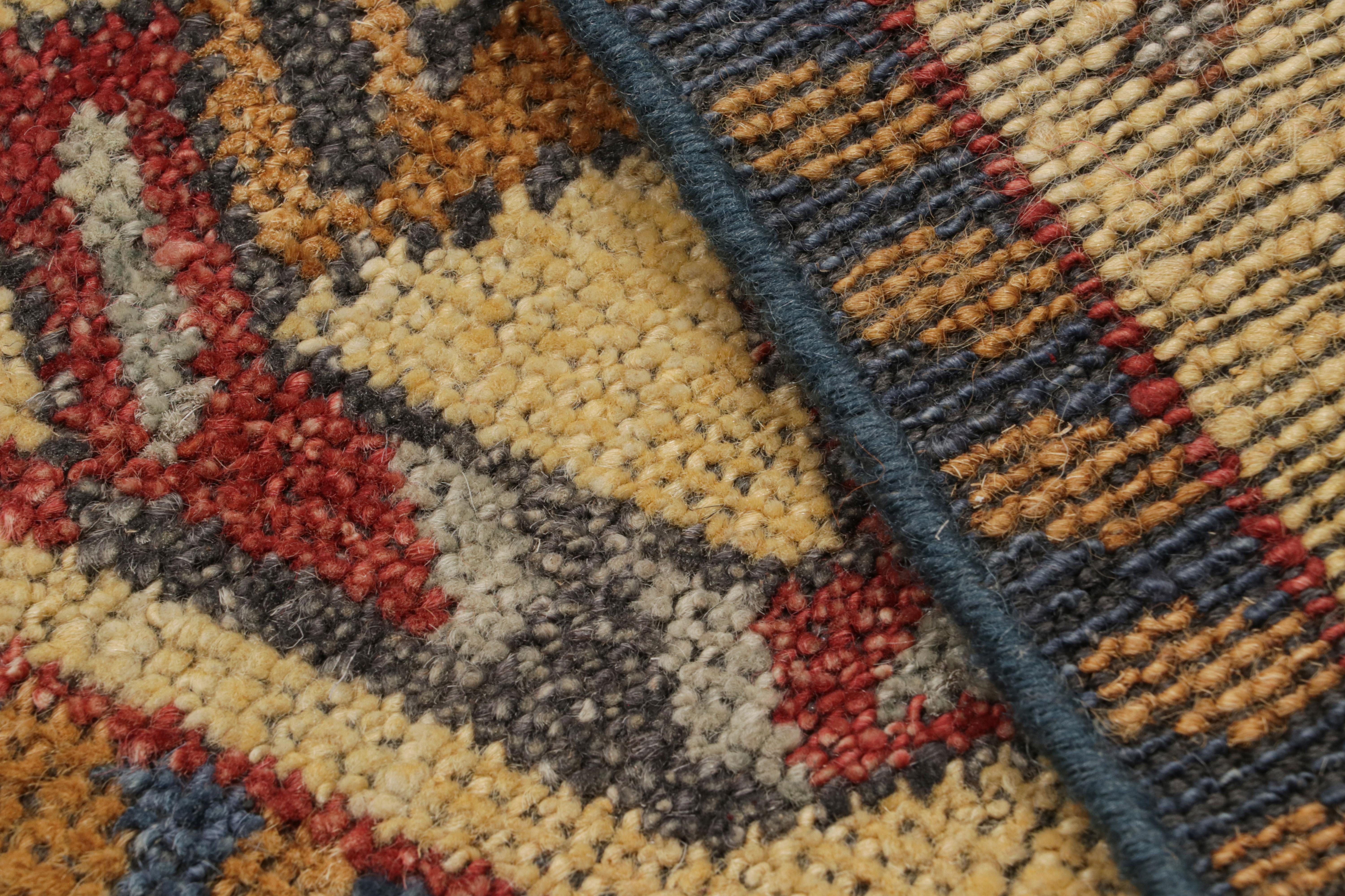 Contemporary Rug & Kilim’s Tribal Style Square Scatter Rug with Geometric Patterns  For Sale
