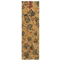 Tapis de course en laine crème et verte inspiré de Tudor par Rug & Kilim