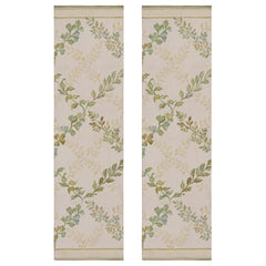 Rug & Kilim’s Tudor Style Flatweave Runner in Cream and Green Floral Patterns
