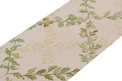 Rug & Kilim’s Tudor Style Flatweave Runner in Cream and Green Floral Patterns