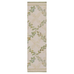 Rug & Kilim’s Tudor Style Flatweave Runner in Cream & Green Floral Patterns
