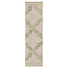 Rug & Kilim’s Tudor Style Flatweave Runner in Cream & Green Floral Patterns