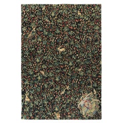 Rug & Kilim’s Tudor Style Pictorial Rug, Green and Blue Floral Pattern