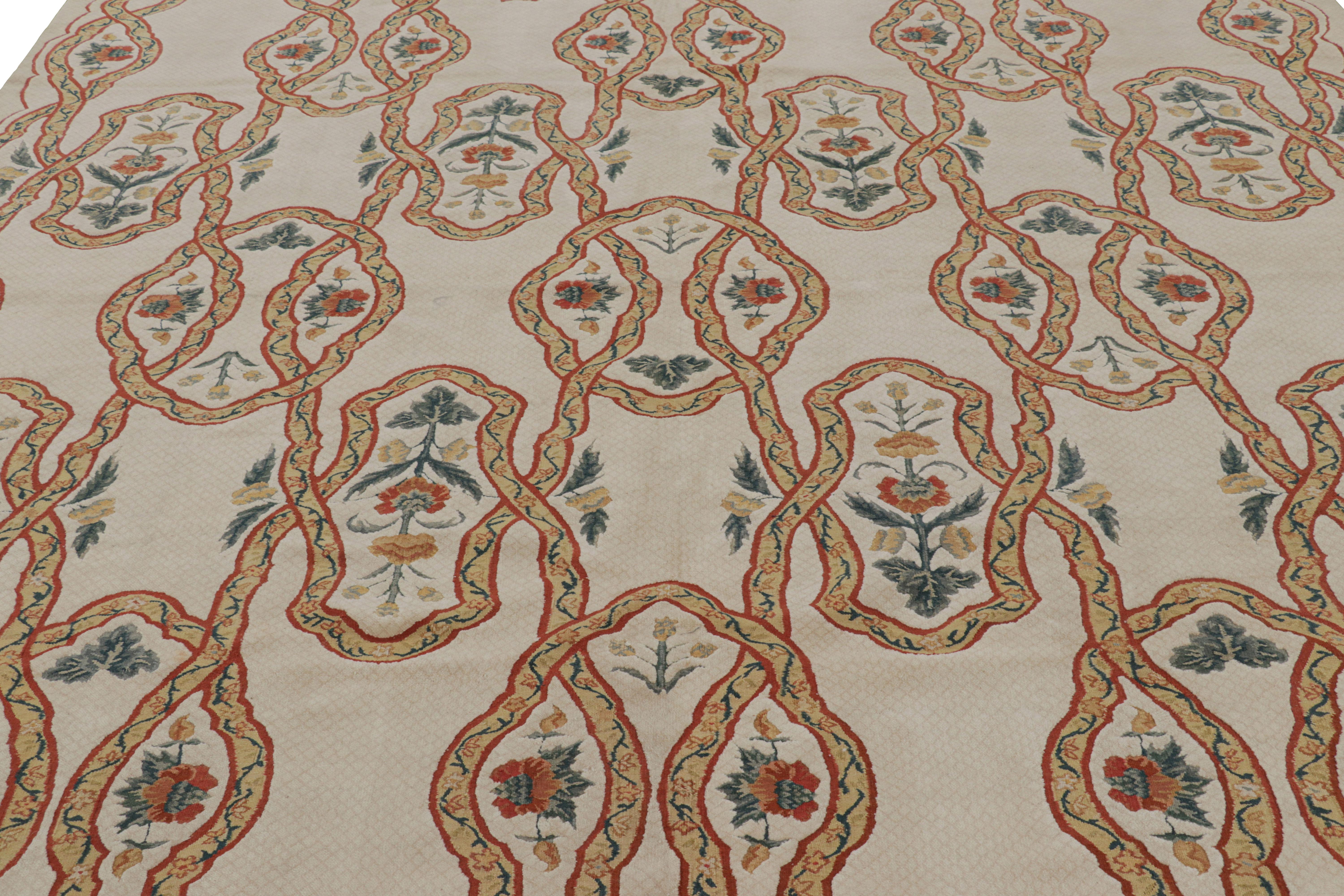 Handwoven in wool, this 9x12 contemporary rug by Rug & Kilim is inspired by antique Tudor rugs, flatweaves and tapestries—a new unveiling from the European rug collection. 

On the Design: 

Keen eyes will admire the subtle high-and-low texture