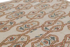 Rug & Kilim’s Tudor Style Rug in Beige-Cream with Geometric and Floral Patterns