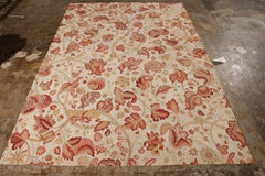 Rug & Kilim’s Tudor Style Rug in Beige, Red & White Floral Pattern
