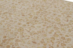 Rug & Kilim’s Tudor Style Rug in White with Beige-Brown Floral Patterns