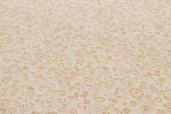 Rug & Kilim’s Tudor Style Rug in White with Beige-Brown Floral Patterns