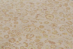 Rug & Kilim’s Tudor Style Rug in White with Beige-Brown Floral Patterns