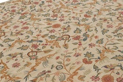 Rug & Kilim’s Tudor Style Rug in White with Beige-Brown Floral Patterns