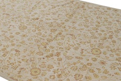 Rug & Kilim’s Tudor Style Rug in White with Beige-Brown Floral Patterns