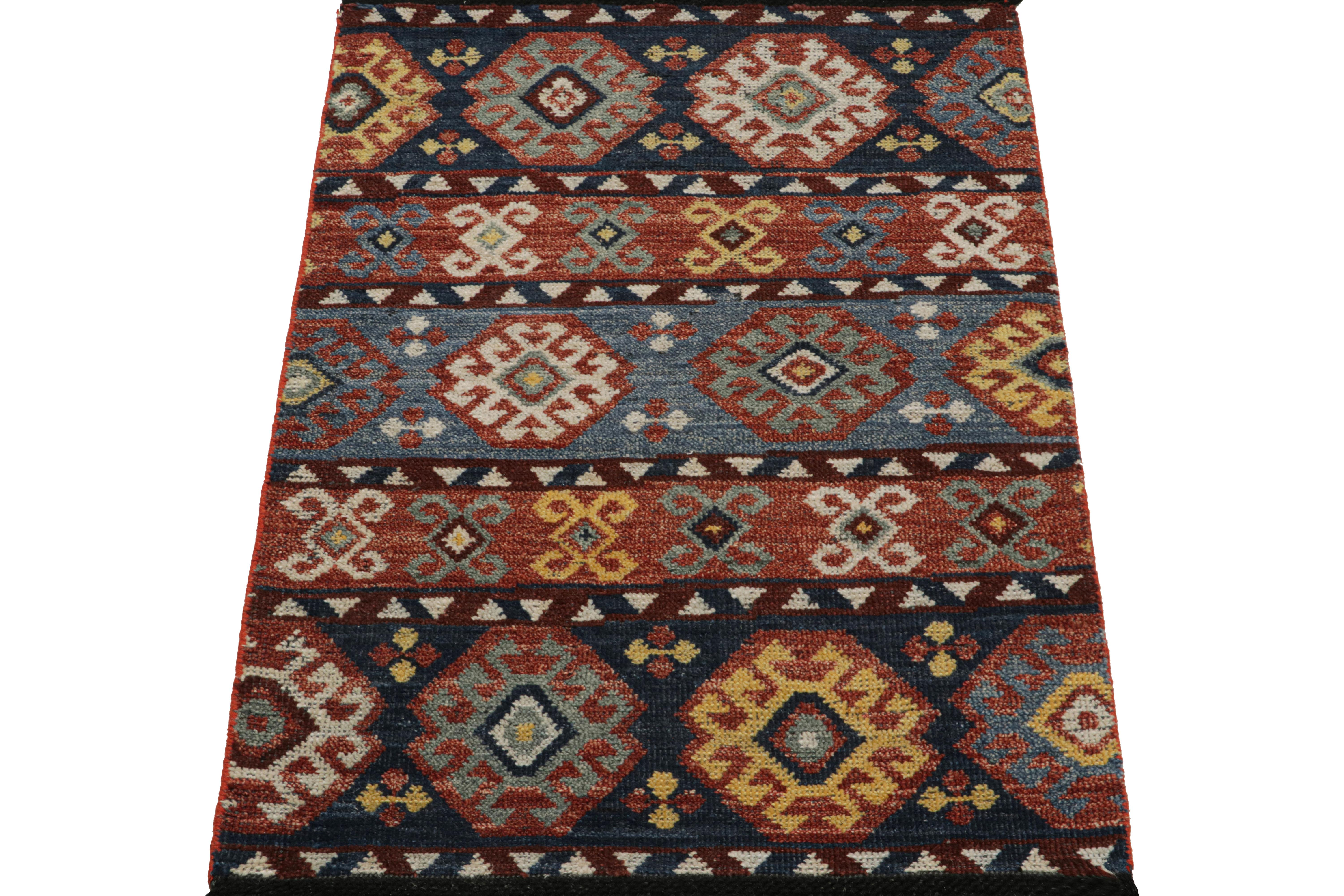 Modern Rug & Kilim’s Turkish-Inspired Rug with Geometric Pattern and Medallions For Sale