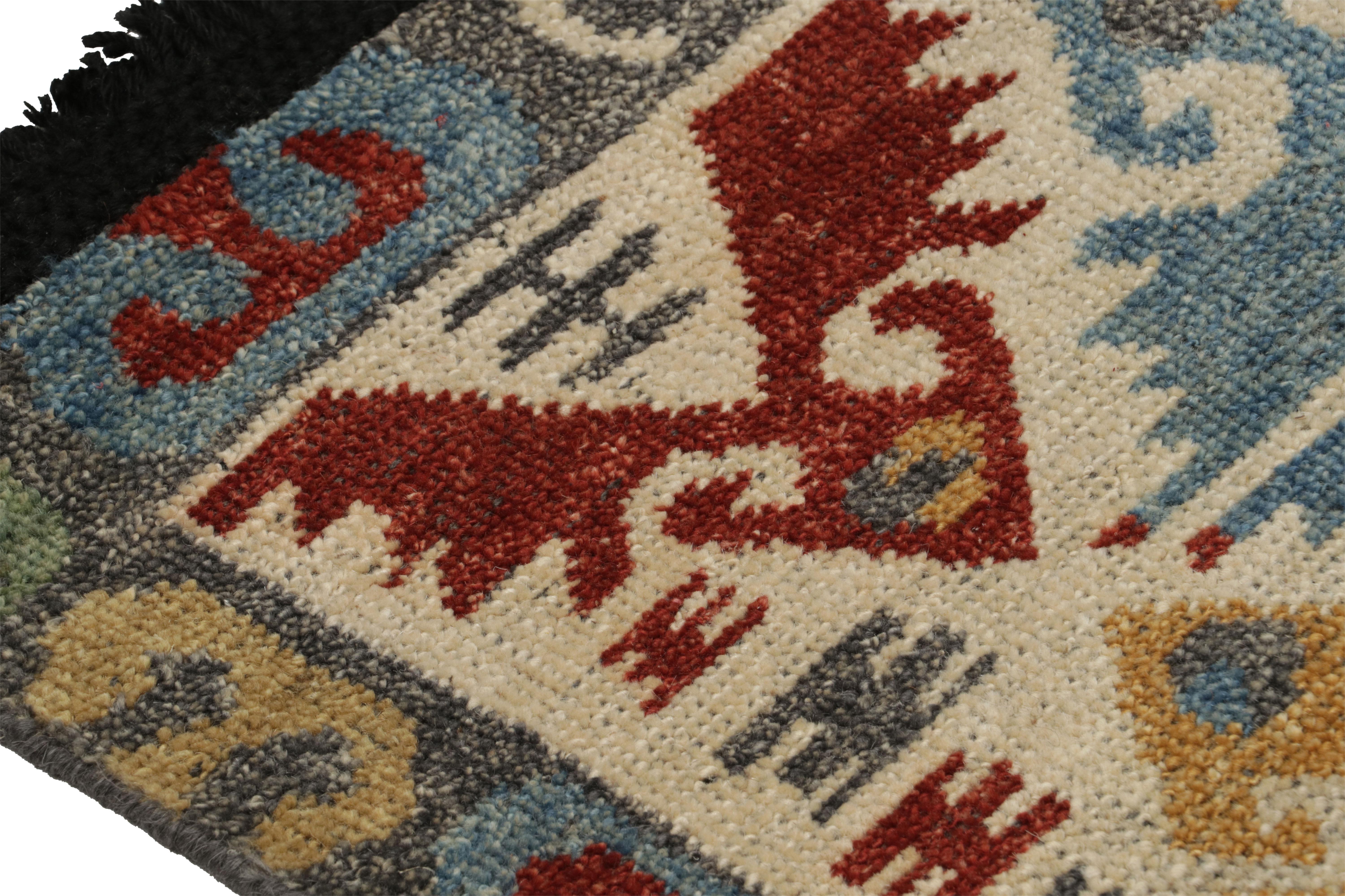 Alfombra de estilo turco Rug & Kilim en beige con motivos geométricos policromáticos Anudado a mano en venta