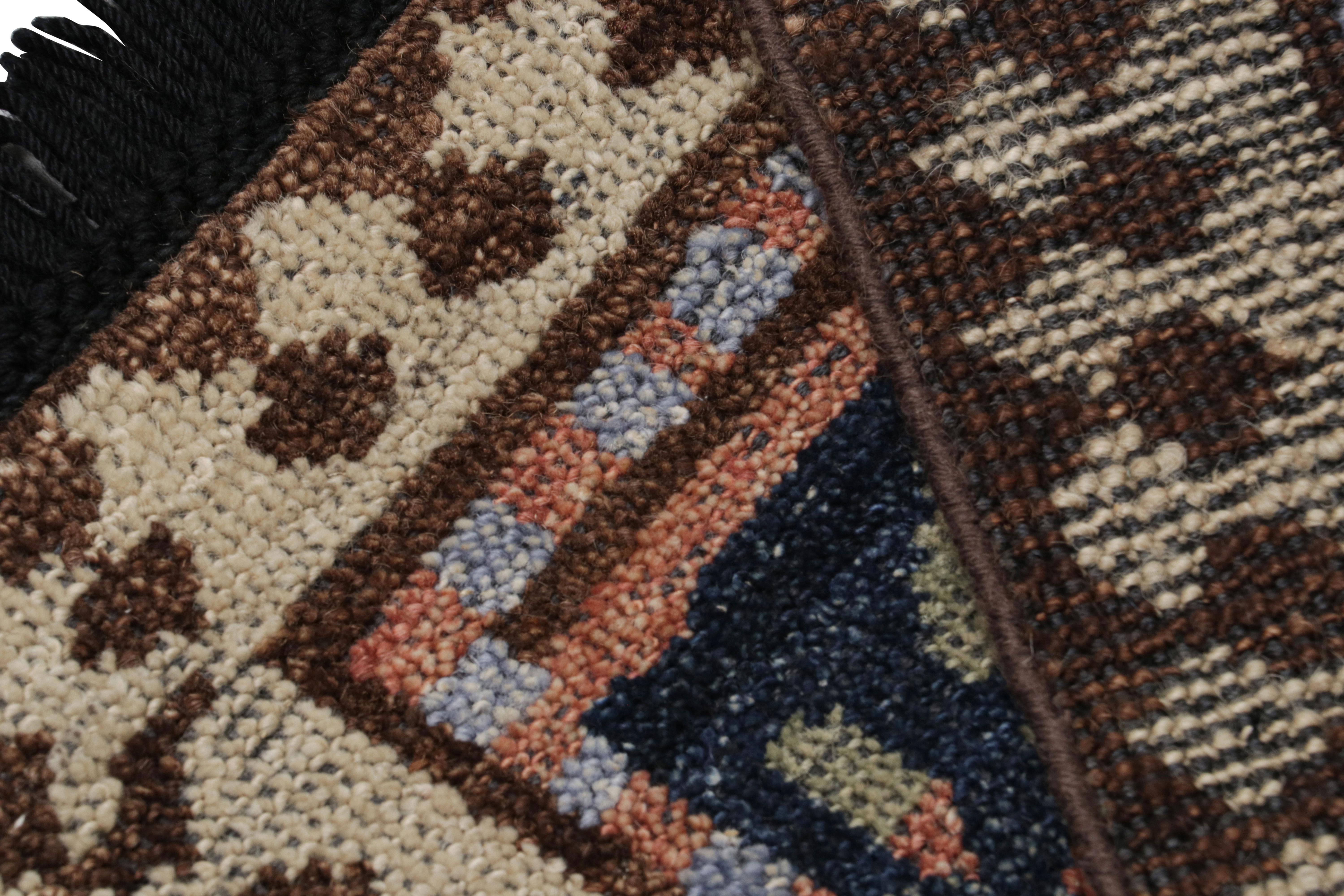 Contemporary Rug & Kilim’s Turkish Style Rug in Blue with “Bukagi” Geometric Patterns For Sale