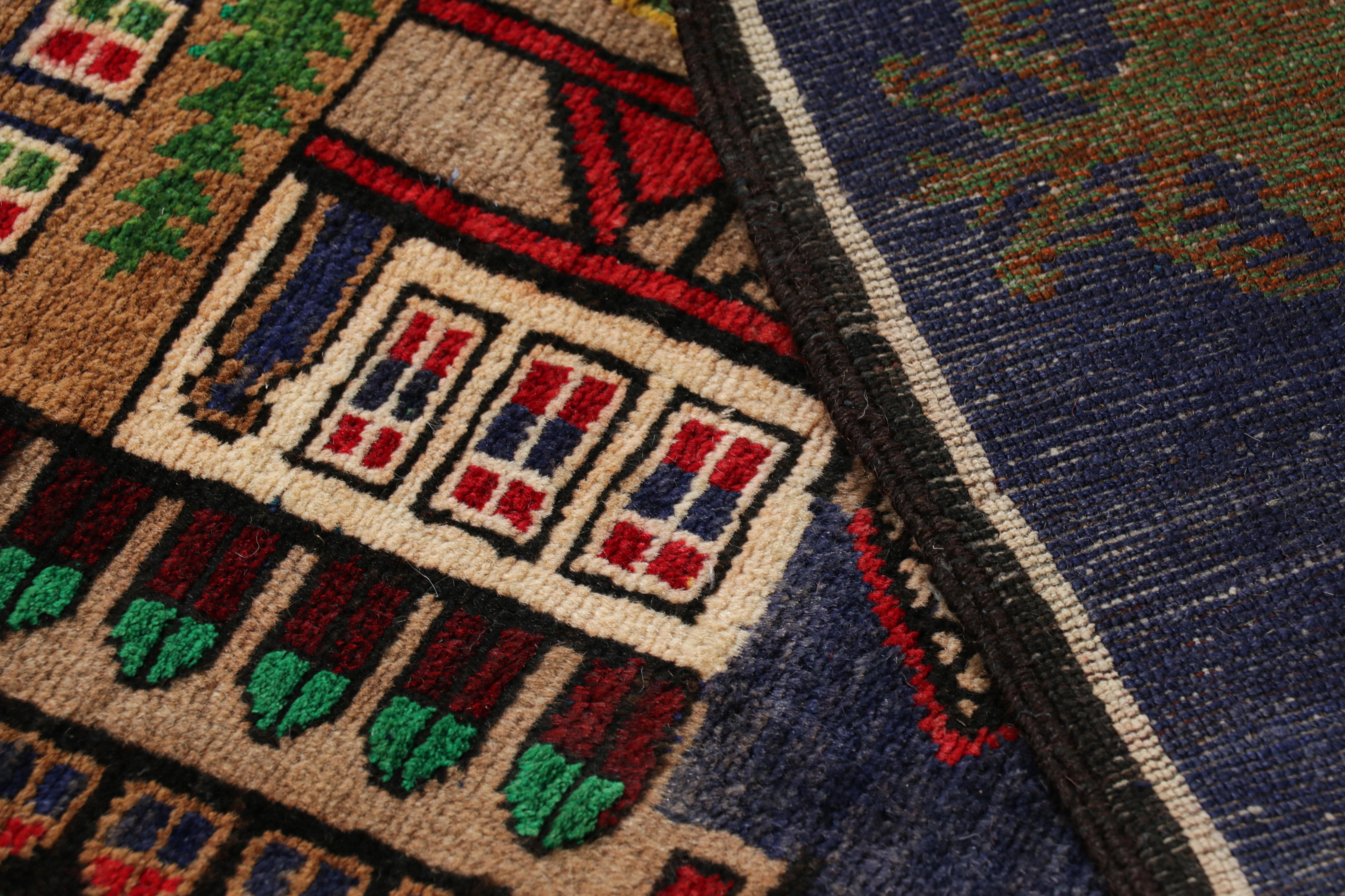 Wool Rug & Kilim’s Twin Modern Classics Tribal Rugs with Polychromatic Pictorials For Sale