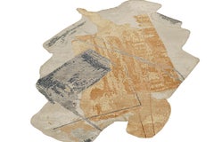 Rug & Kilim’s Unshaped Abstract Rug in Gold, Gray and Blue