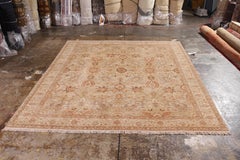 Rug & Kilim's Vintage Tabriz Style Rug Beige Burnt Orange Floral Pattern