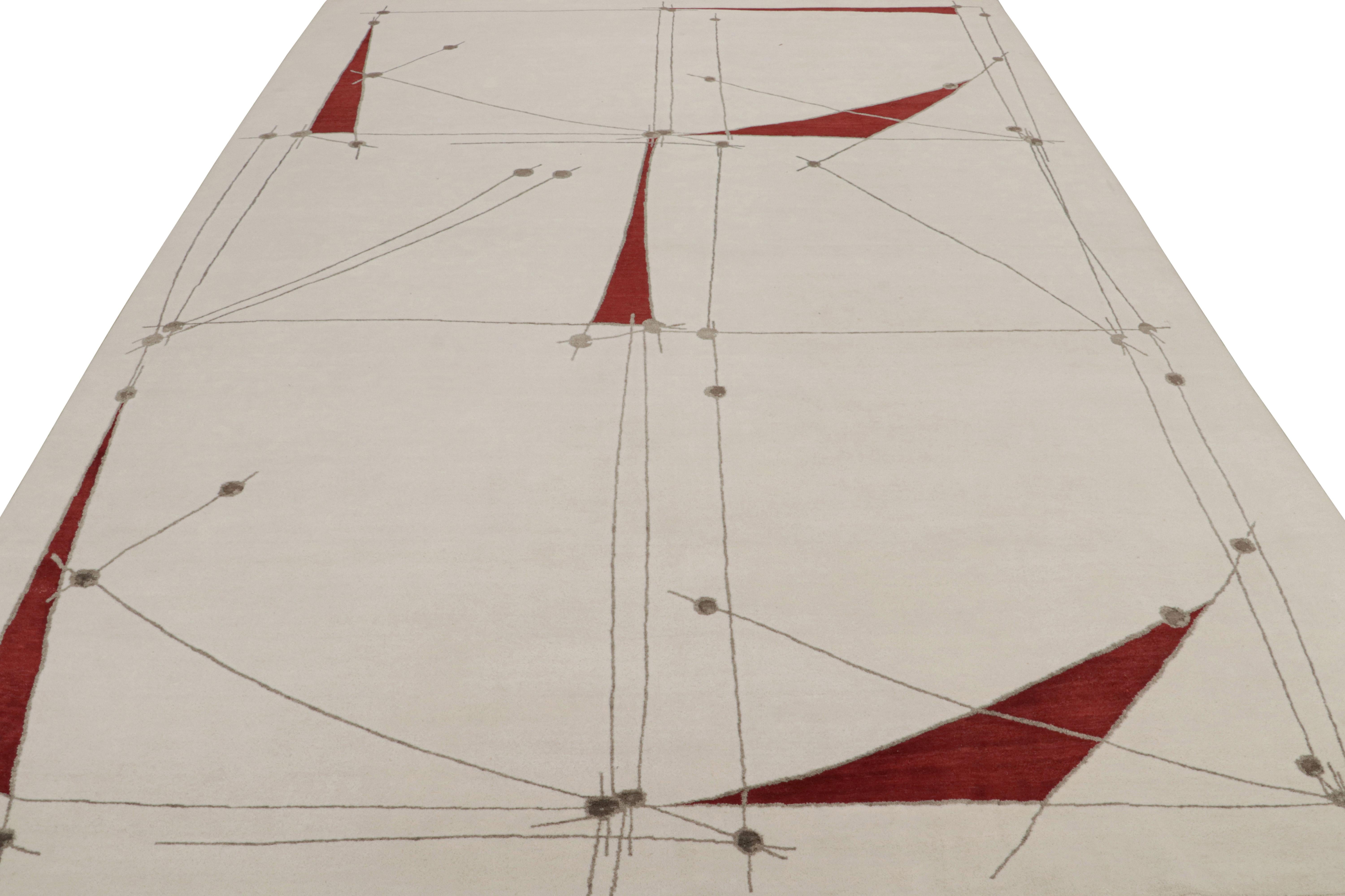Rug & Kilim's weißer minimalistischer Teppich im Stil der Jahrhundertmitte mit geometrischem Muster (Moderne der Mitte des Jahrhunderts) im Angebot