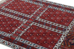 Rug & Kilim’s Yomut Ensi Style Rug in Red and White with Geometric Patterns