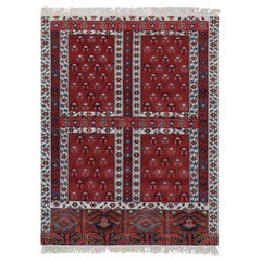 Rug & Kilim's Yomut Ensi Style Rug in Rot und Weiß mit geometrischen Mustern