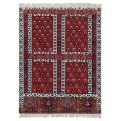 Rug 
Kilim’s Yomut Ensi Style Rug in Red and White with Geometric Patterns