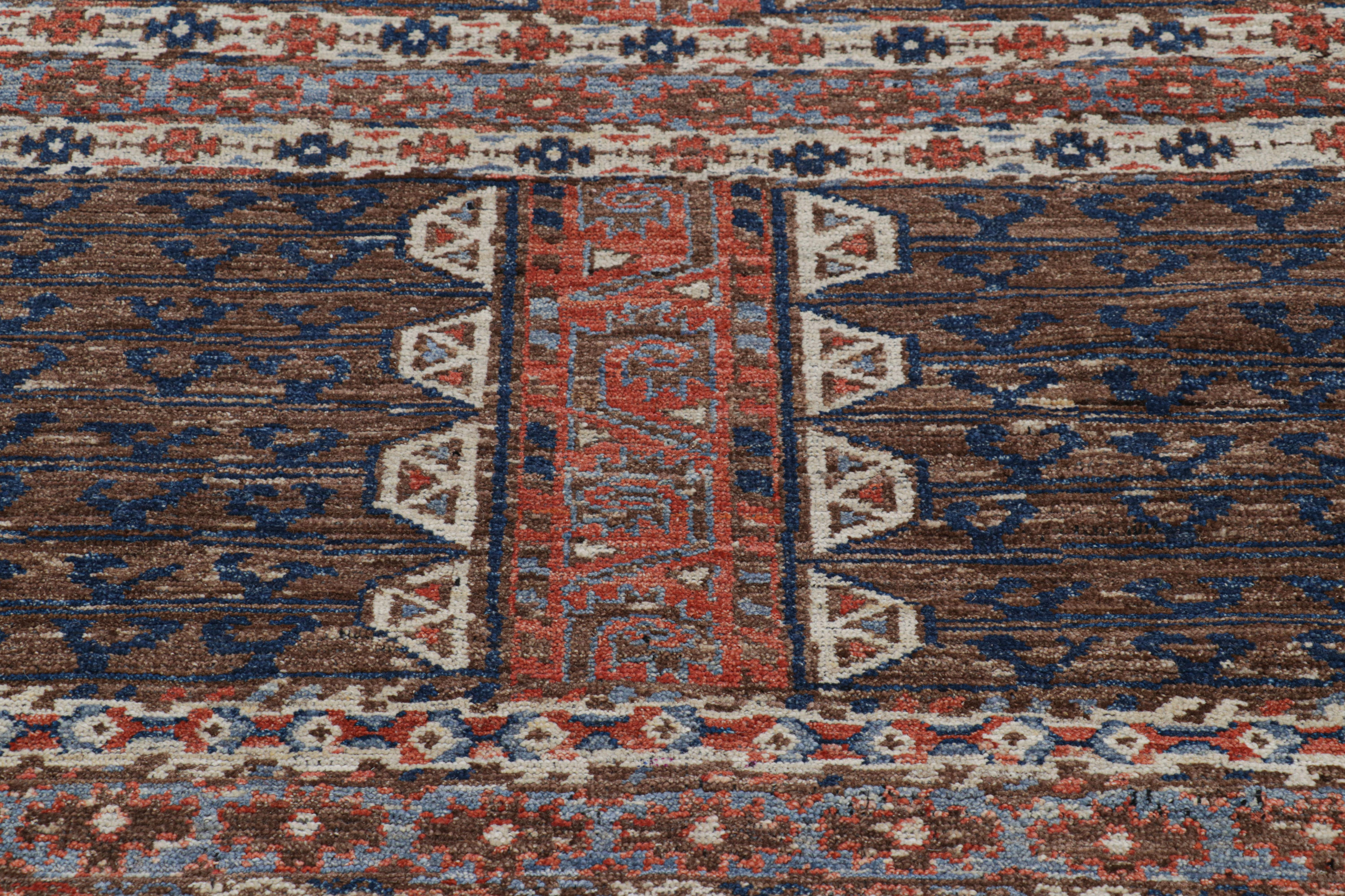 Modern Rug & Kilim’s Yomut Ensi Style Rug in Red with Geometric Patterns For Sale