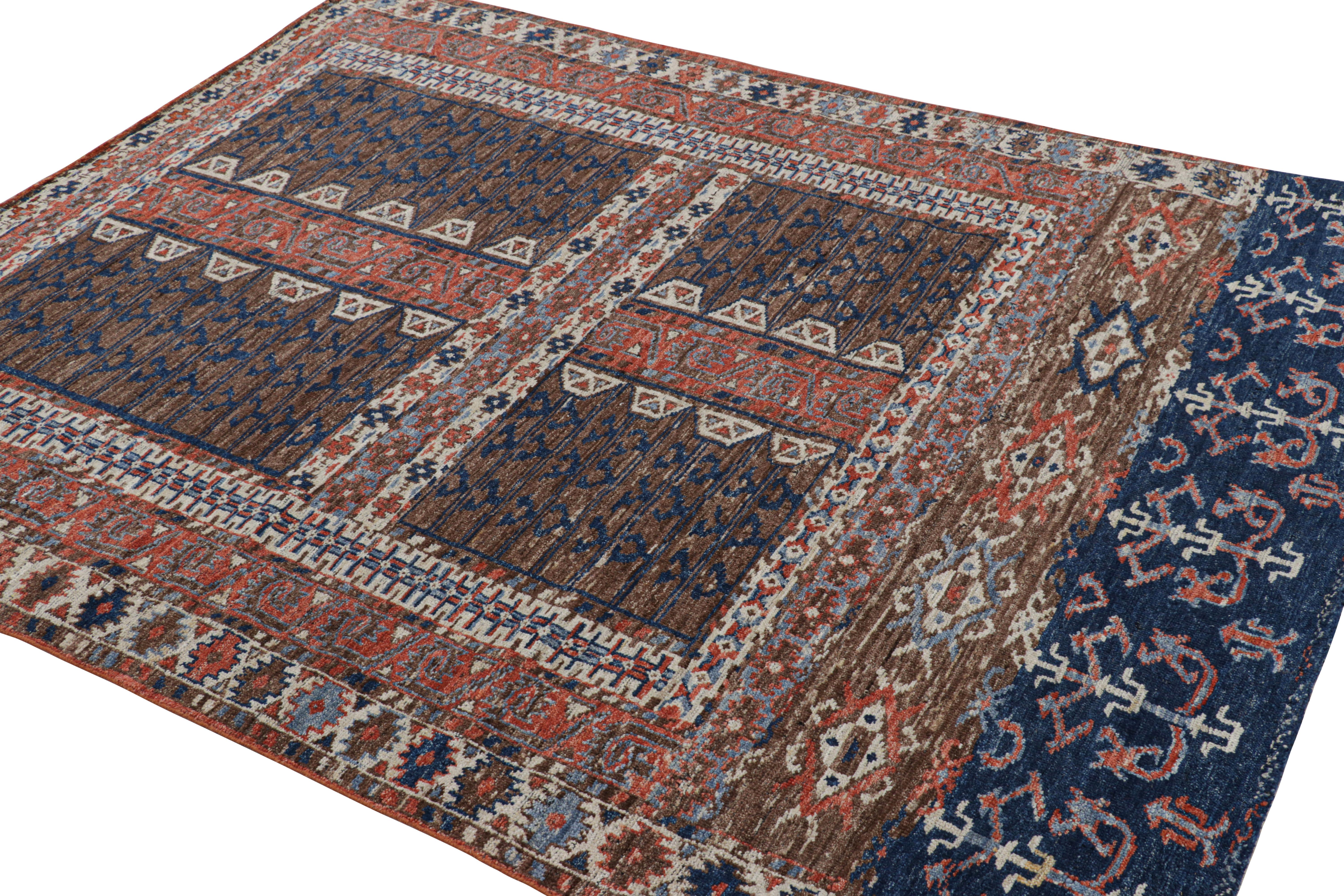 Indian Rug & Kilim’s Yomut Ensi Style Rug in Red with Geometric Patterns For Sale