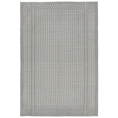 Rug & Kilim: Kilim in stile Zilu con motivo geometrico bianco e blu-grigio