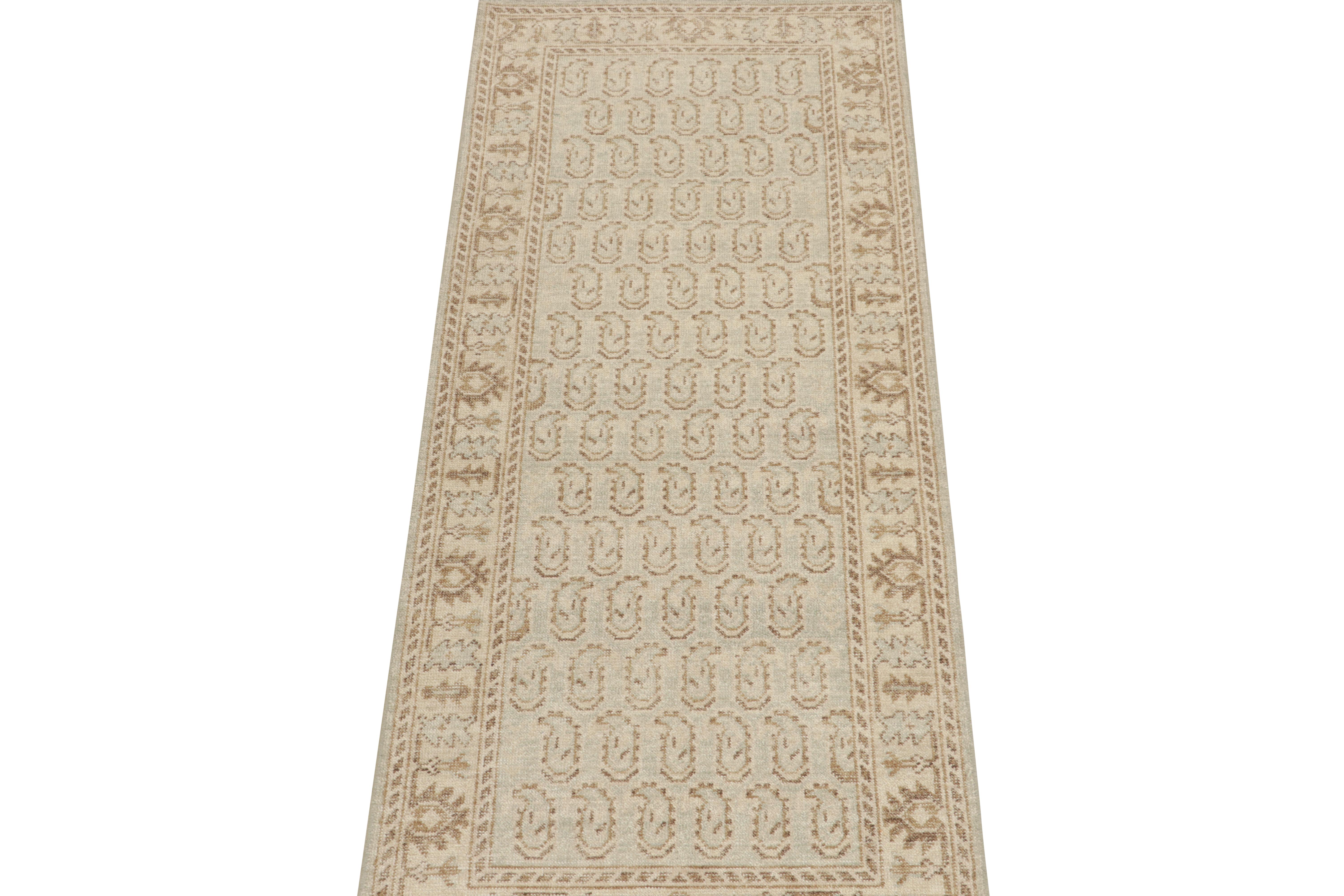 Tribal Rug & Kilim’stribal Style Rug in Blue with Beige-Brown Paisley Patterns For Sale