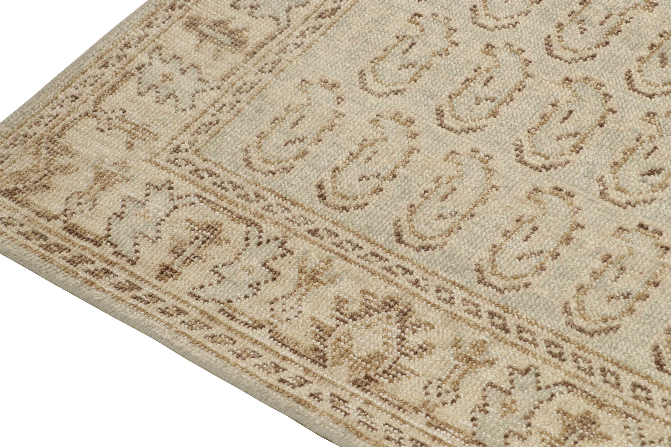Rug & Kilim’s Tribal Style Runner in Blue with Beige-Brown Paisley Patterns In New Condition For Sale In Long Island City, NY