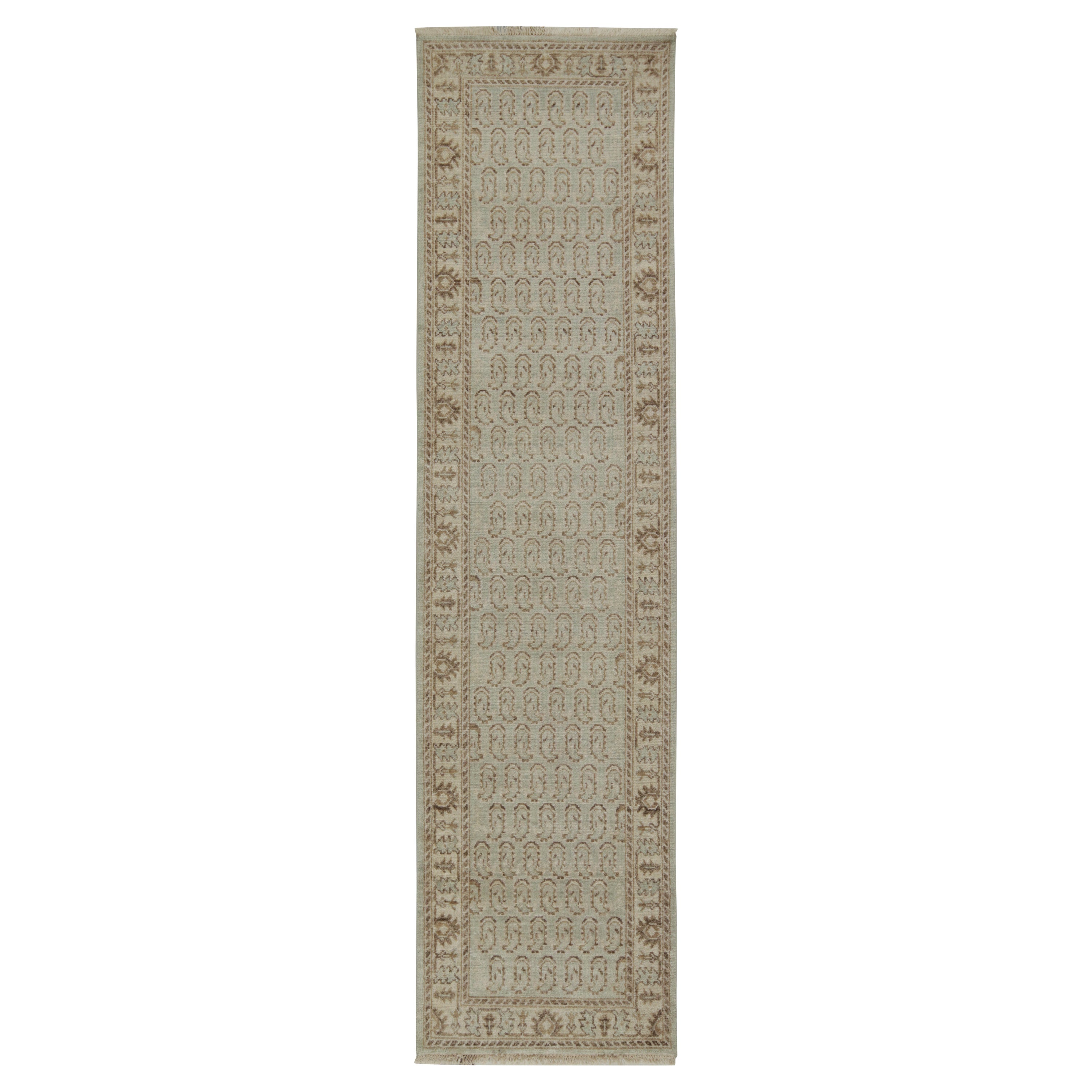 Tappeto & Kilim'stribal Runner in blu con motivi paisley beige-marrone