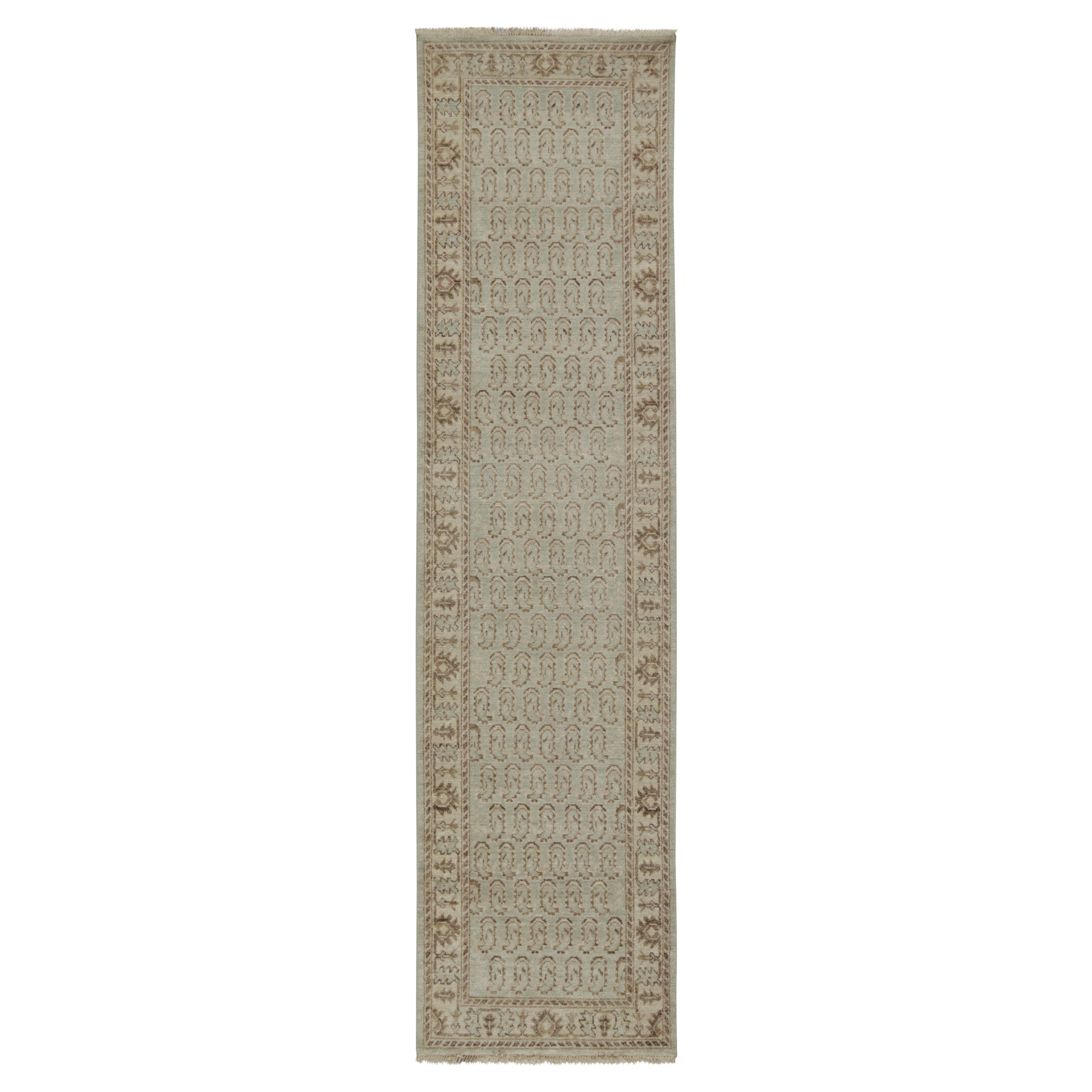 Tappeto & Kilim'stribal Runner in blu con motivi paisley beige-marrone