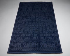 Teppich 'Kobolt' Entworfen von Klockaregårdens Atelier:: Schweden:: 1940er Jahre