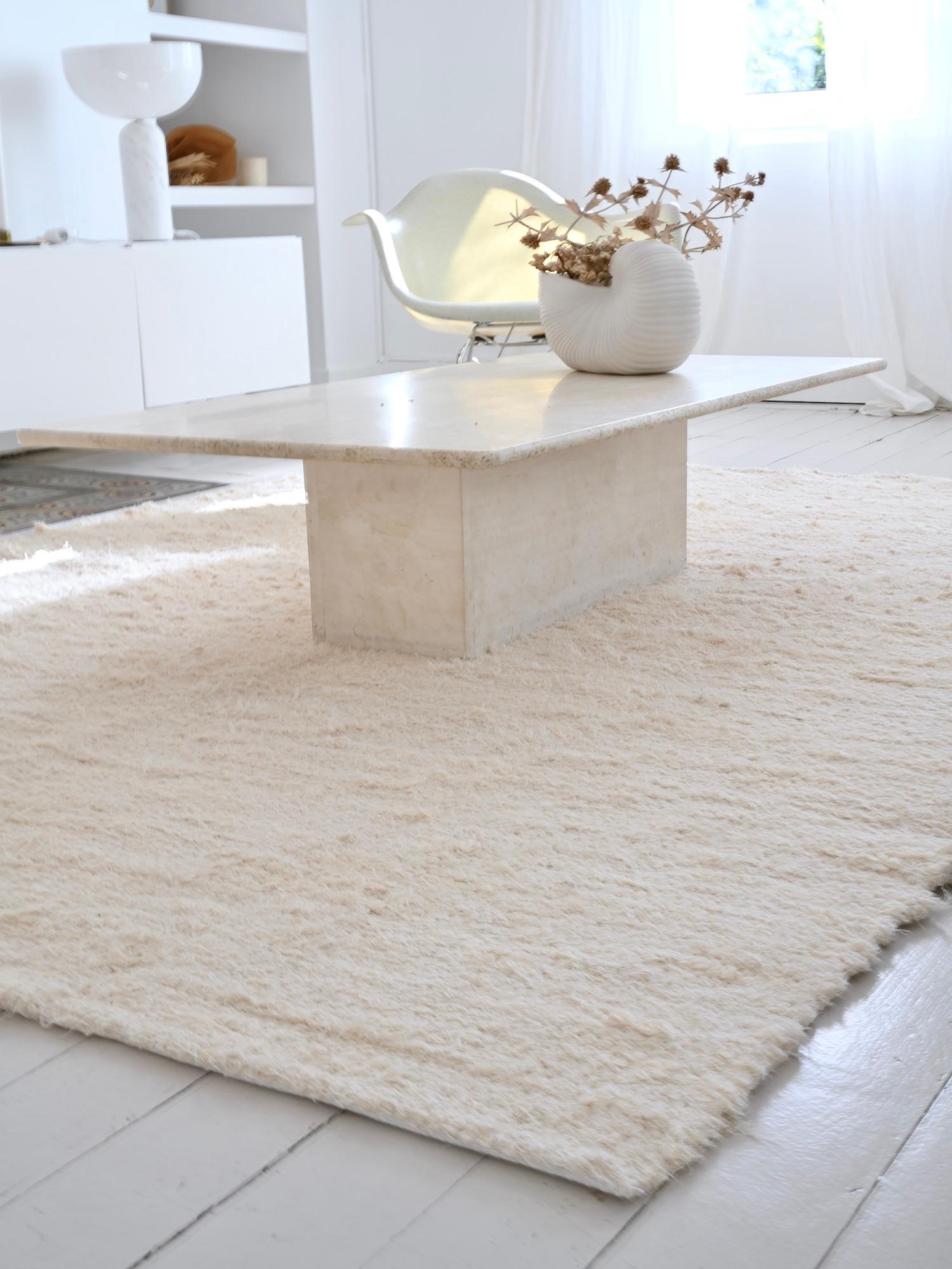 Hand-Woven Handwoven Ecru Cotton Portuguese Rug Lagos SAUDADE DESIGN For Sale
