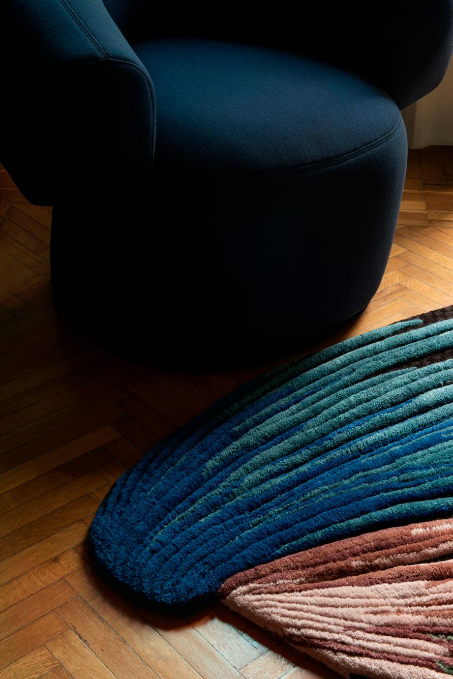 Modern Rug Laser Mercury Colorful Unusual Shape Living Room Designer, In Stock For Sale
