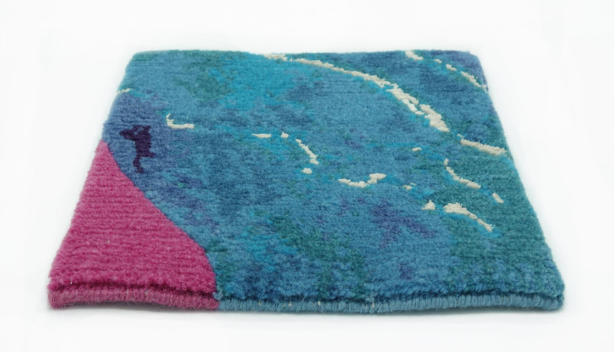 Rug Magnetic Rock, Colorful Unusual Shape Hand-Knotted Bright, in Stock In New Condition For Sale In Seattle, WA