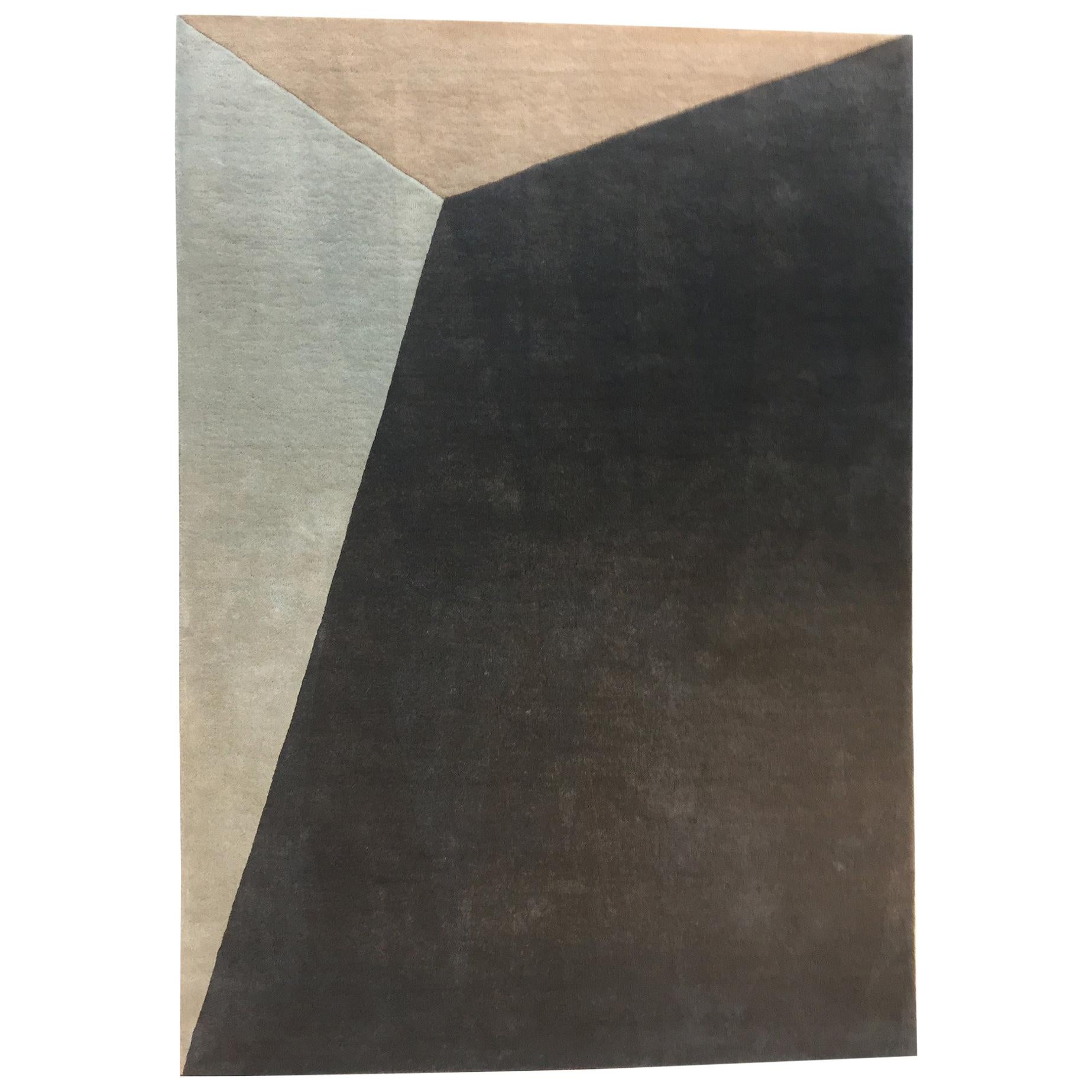 Teppich Modern - Handgetufteter Teppich Neutral Beige Braun Grün Grau Geometrische Wolle