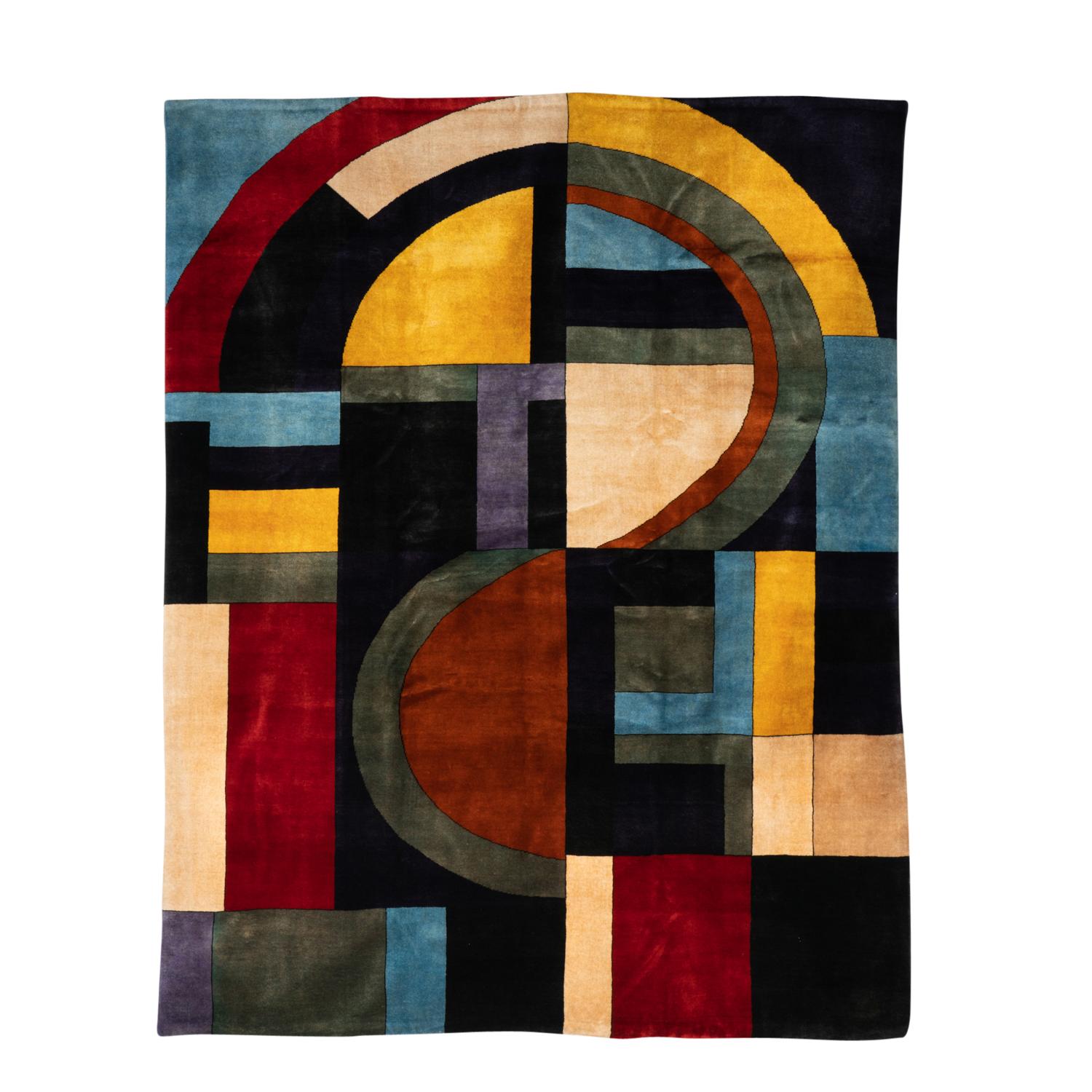 Teppich, oder Wandteppich, geometrisch und aus Wolle. Zeitgenössische Arbeit im Zustand „Gut“ im Angebot in Saint-Ouen, FR