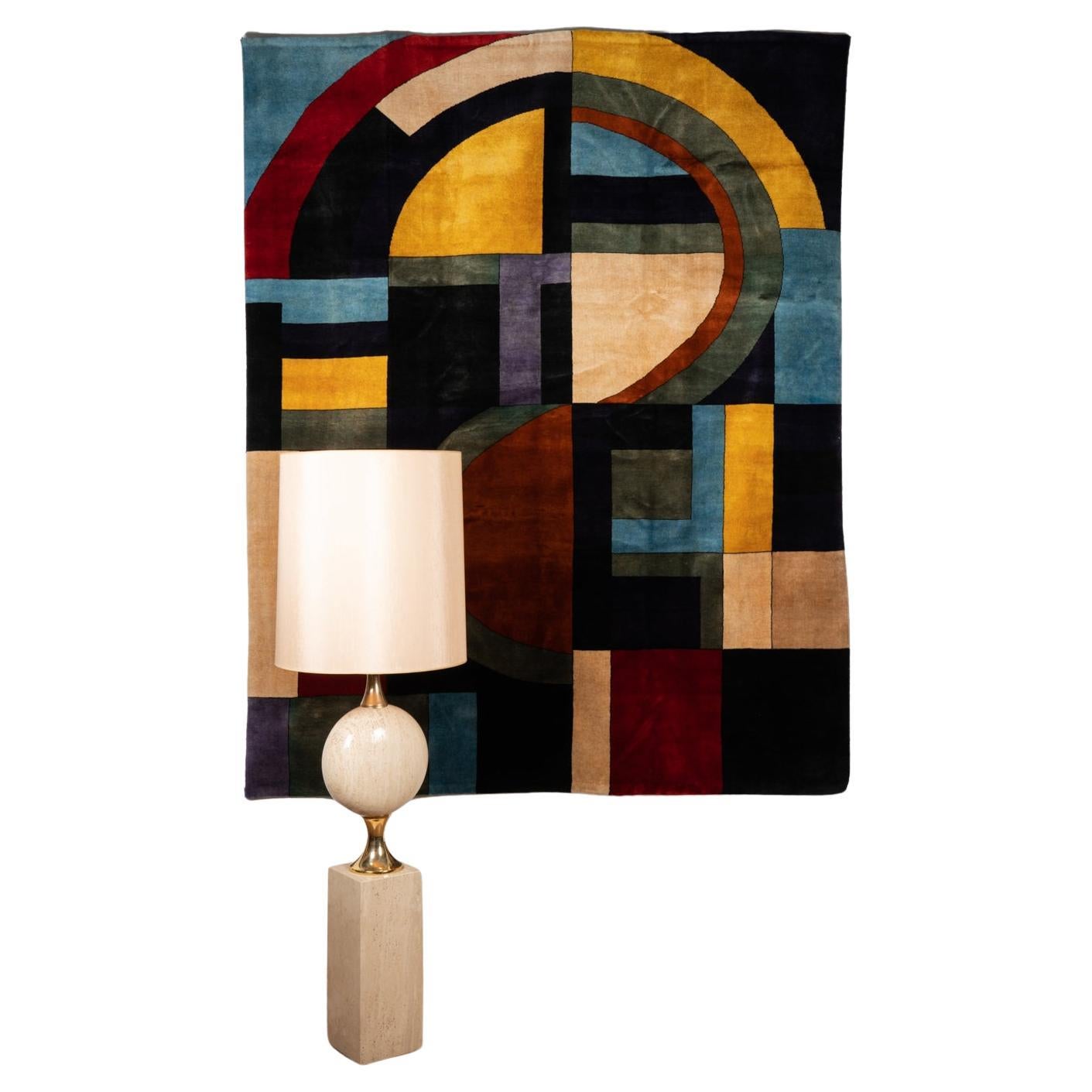 Rug, or tapestry, geometric and in wool. Contemporary work For Sale