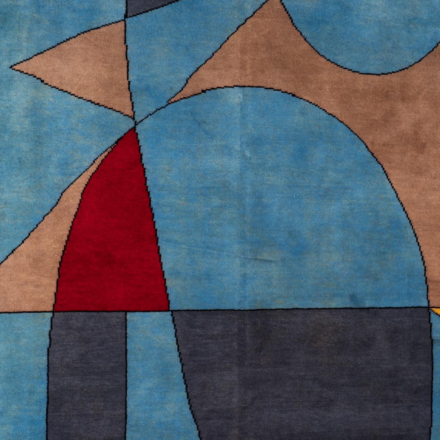 Hand-Knotted Rug, or tapestry, inspired by Delaunay. Contemporary work For Sale