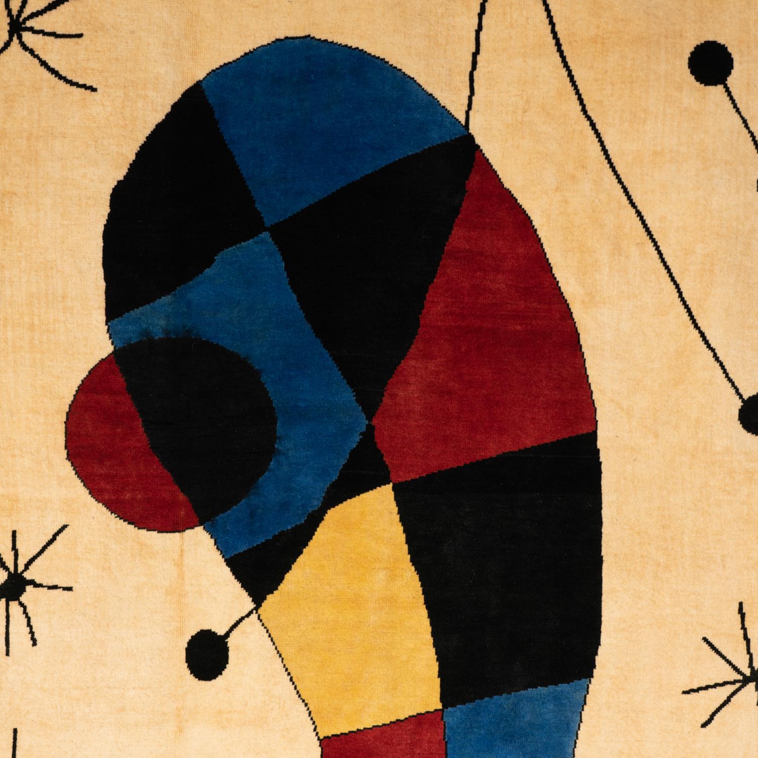 Rug, or tapestry, inspired by Joan Miro. Contemporary work In Good Condition For Sale In Saint-Ouen, FR